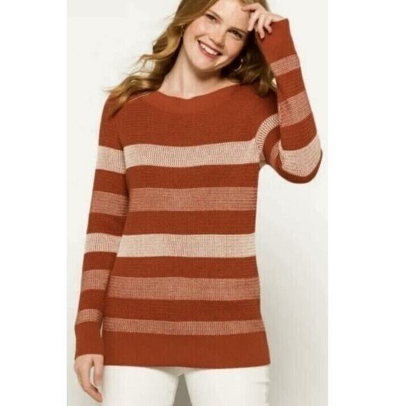 Market & Spruce Size Large Tawnee Cotton Waffle Stitch Sweater Neutral Layering - Picture 1 of 15